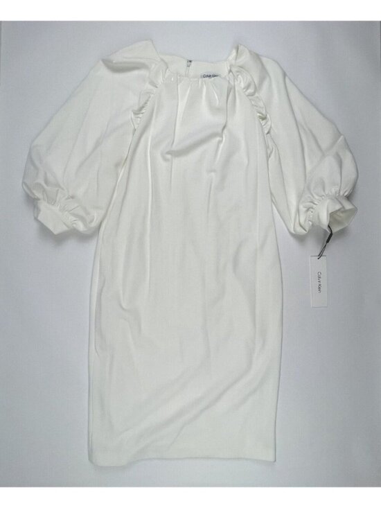 Calvin Klein Tops - NEW Calvin Klein Women's 8 Puff Sleeve Scuba Sheath In Cream NWT $134